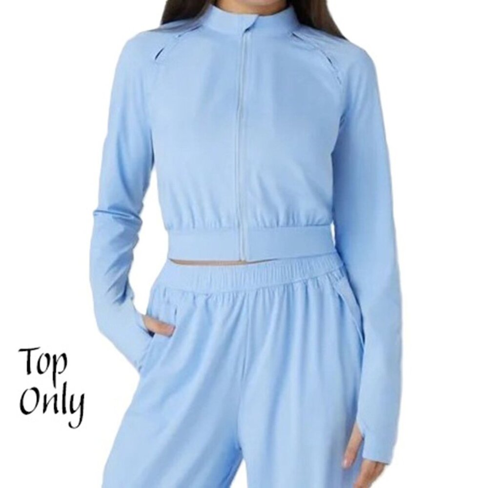 HALARA Stand Collar Zipper Thumb Hole Cut Out Cool Touch Yoga Jacket-UPF50+ Med